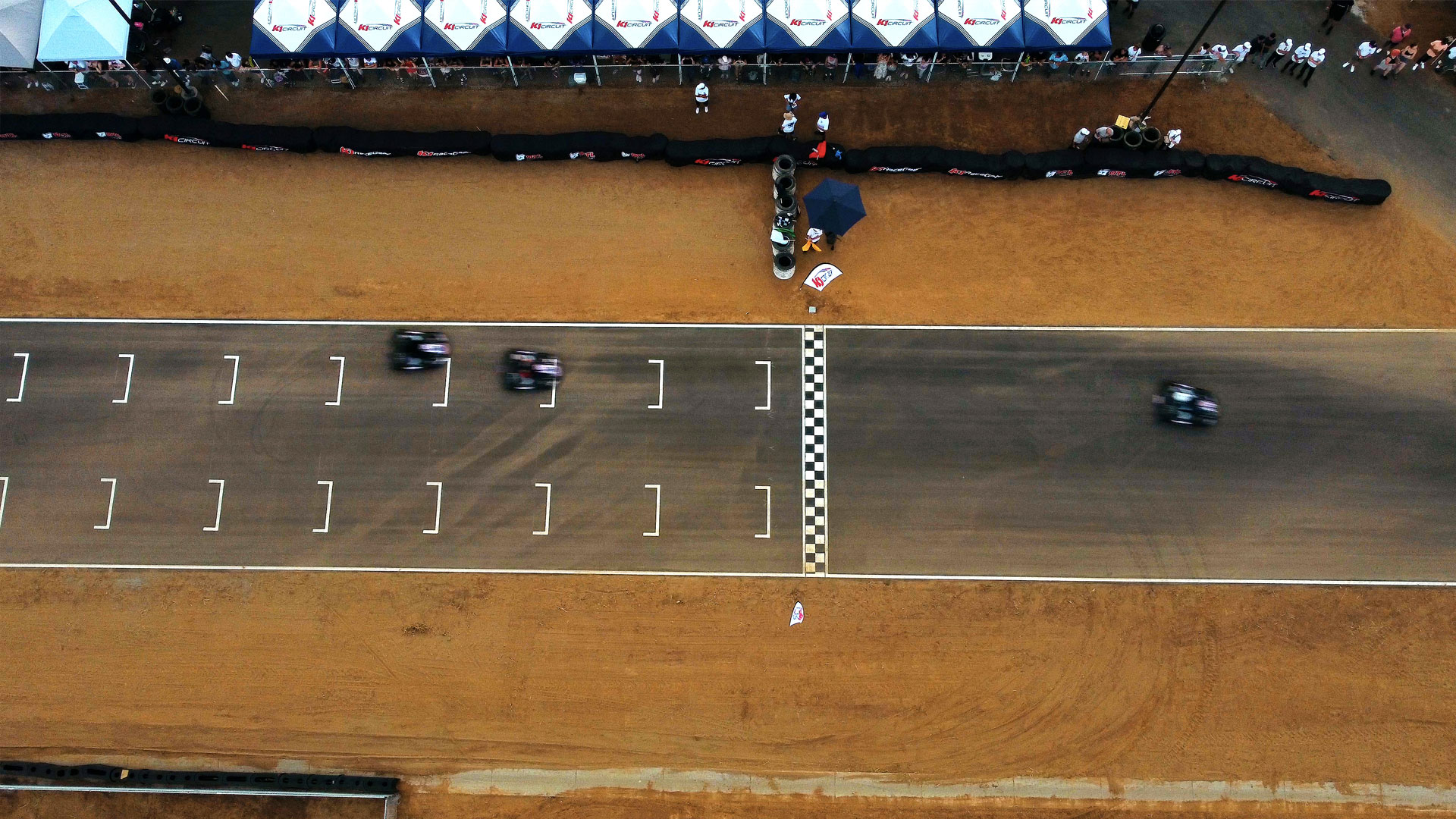 3 karts from above