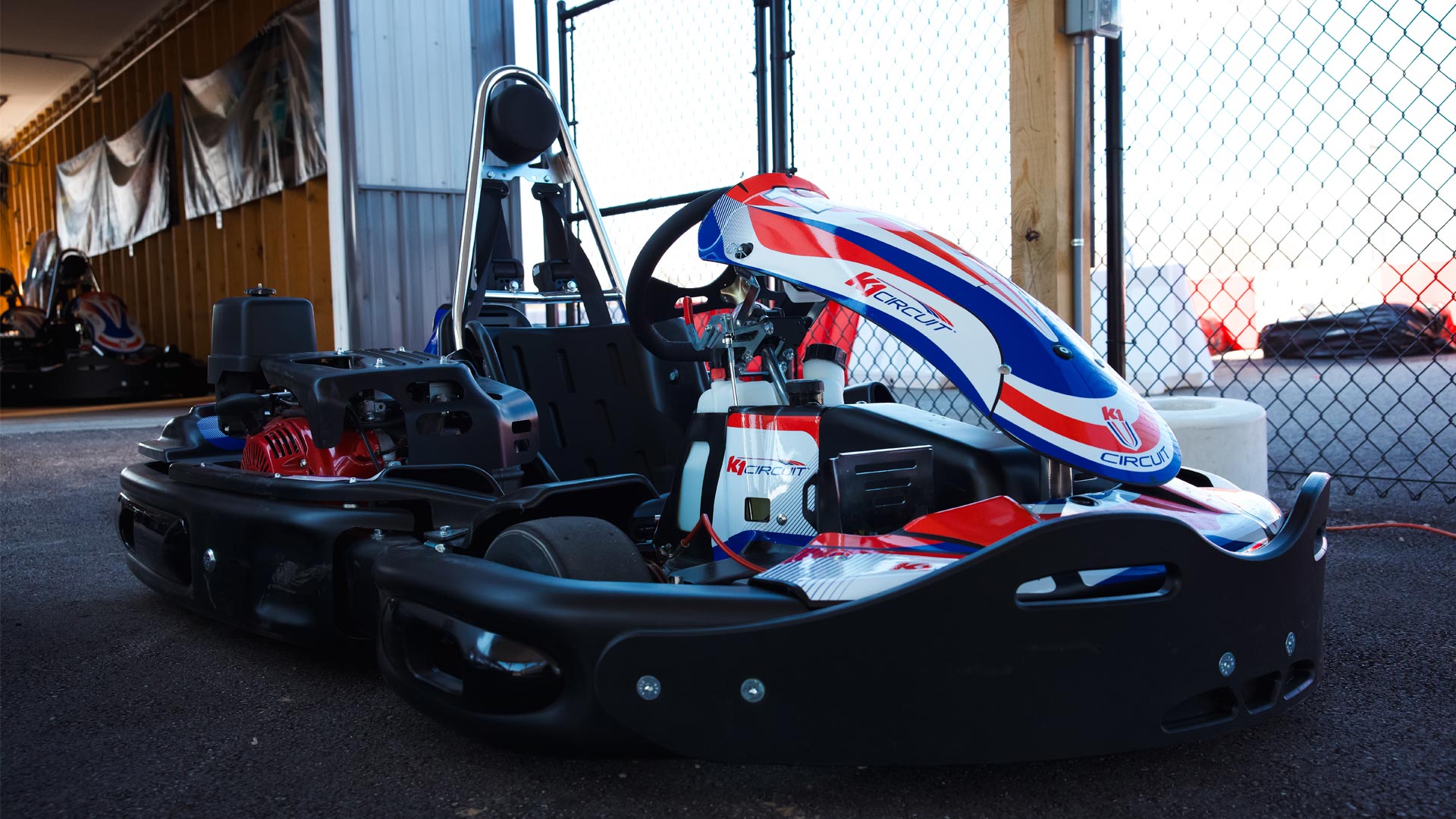Closeup Photo of the rental kart available at K1 Circuit Whiteland.