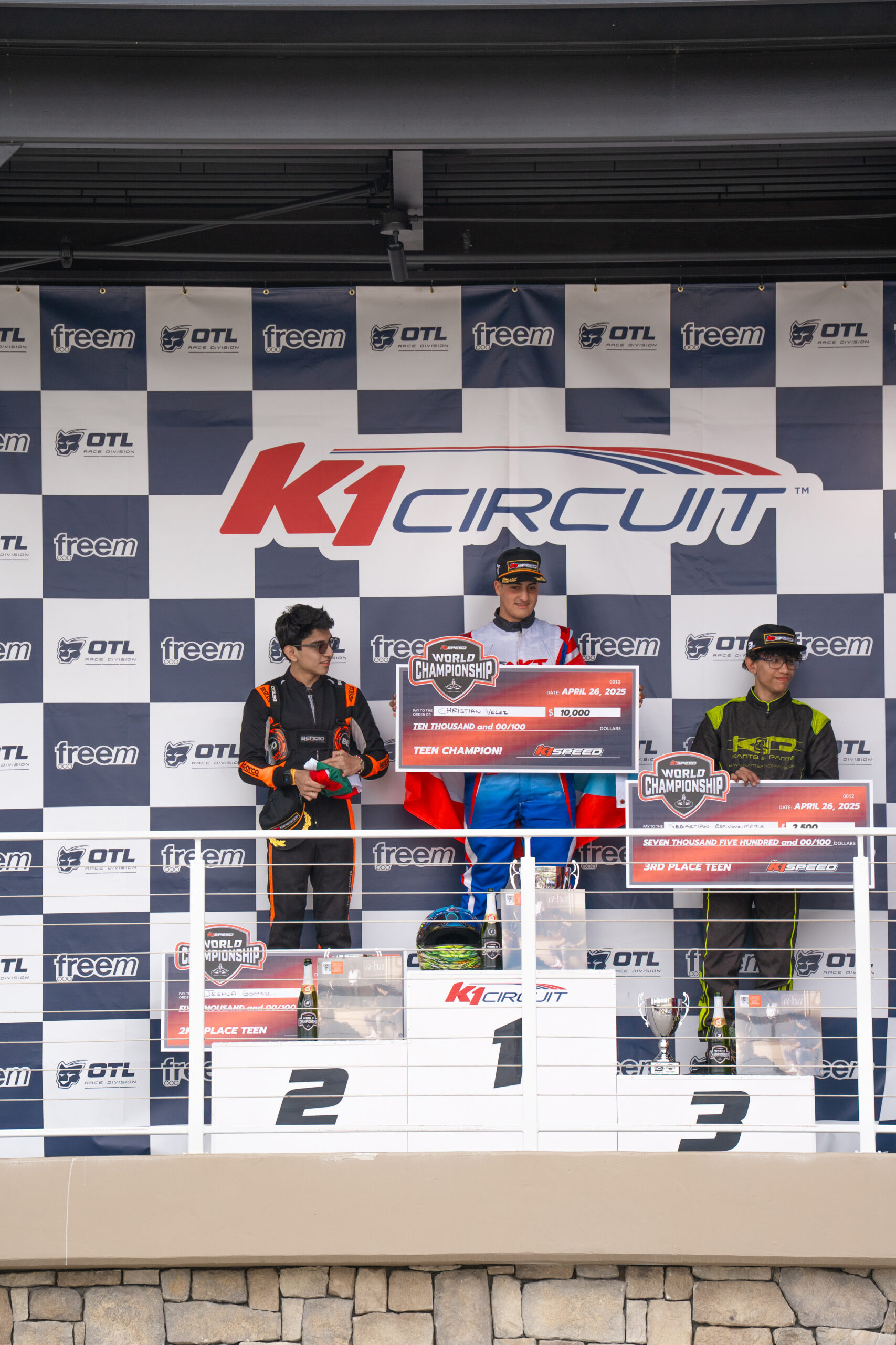 The podium for the 2025 Teen E-World Championship