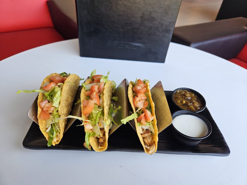 The tacos offered at K1 Circuit Winchester's Paddock Lounge