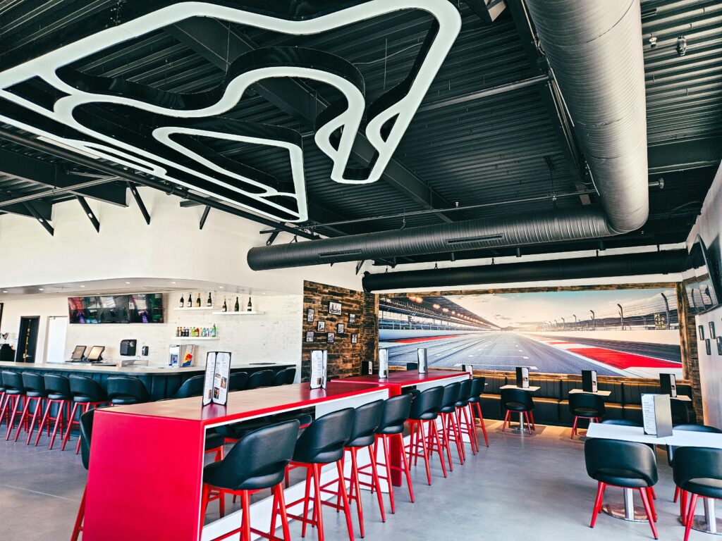K1 Circuit Winchester's Paddock Lounge, with mural of a track