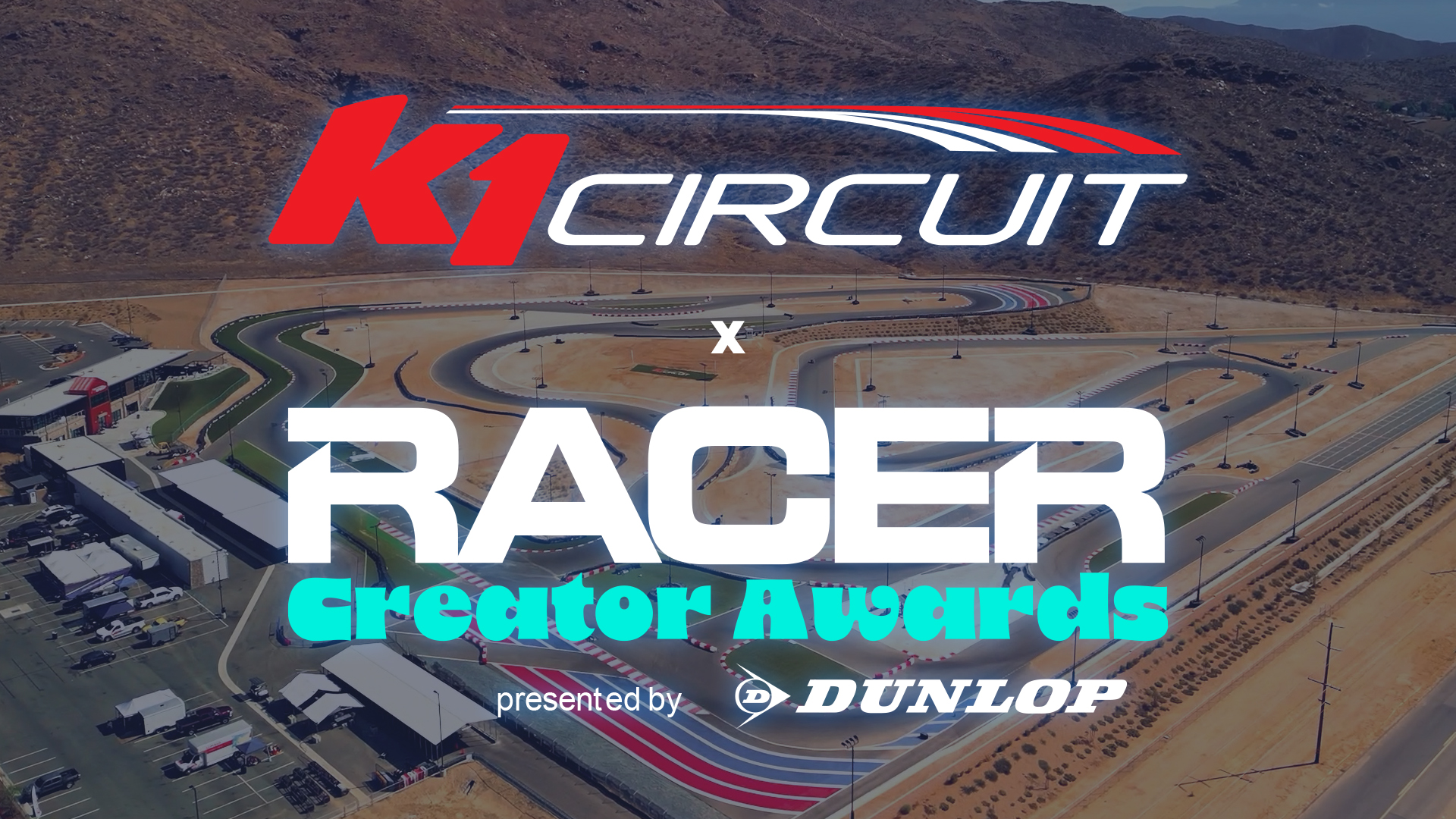 K1 Circuit and RACER Creator Awards partnership graphic, with K1 Circuit in the background.