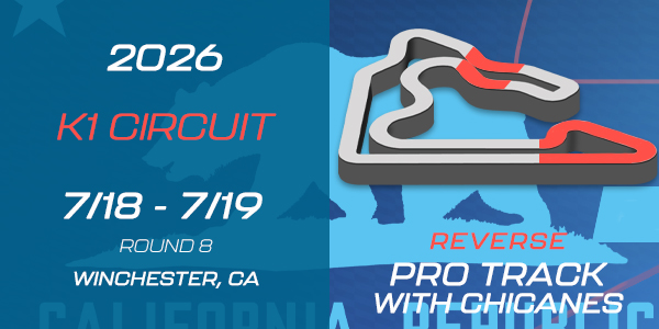 image of track layout for K1 Circuit Reverse Pro Track with Chicanes, Round 8 of COTF America