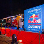 A red carpet is laid out during a Red Bull / Troy Lee Designs / Ducati event at K1 Circuit in Winchester