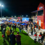 A wide-angle shot of the Red Bull / Troy Lee Designs / Ducati event at K1 Circuit in Winchester