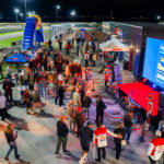 An overhead shot of the Red Bull / Troy Lee Designs / Ducati event at K1 Circuit in Winchester