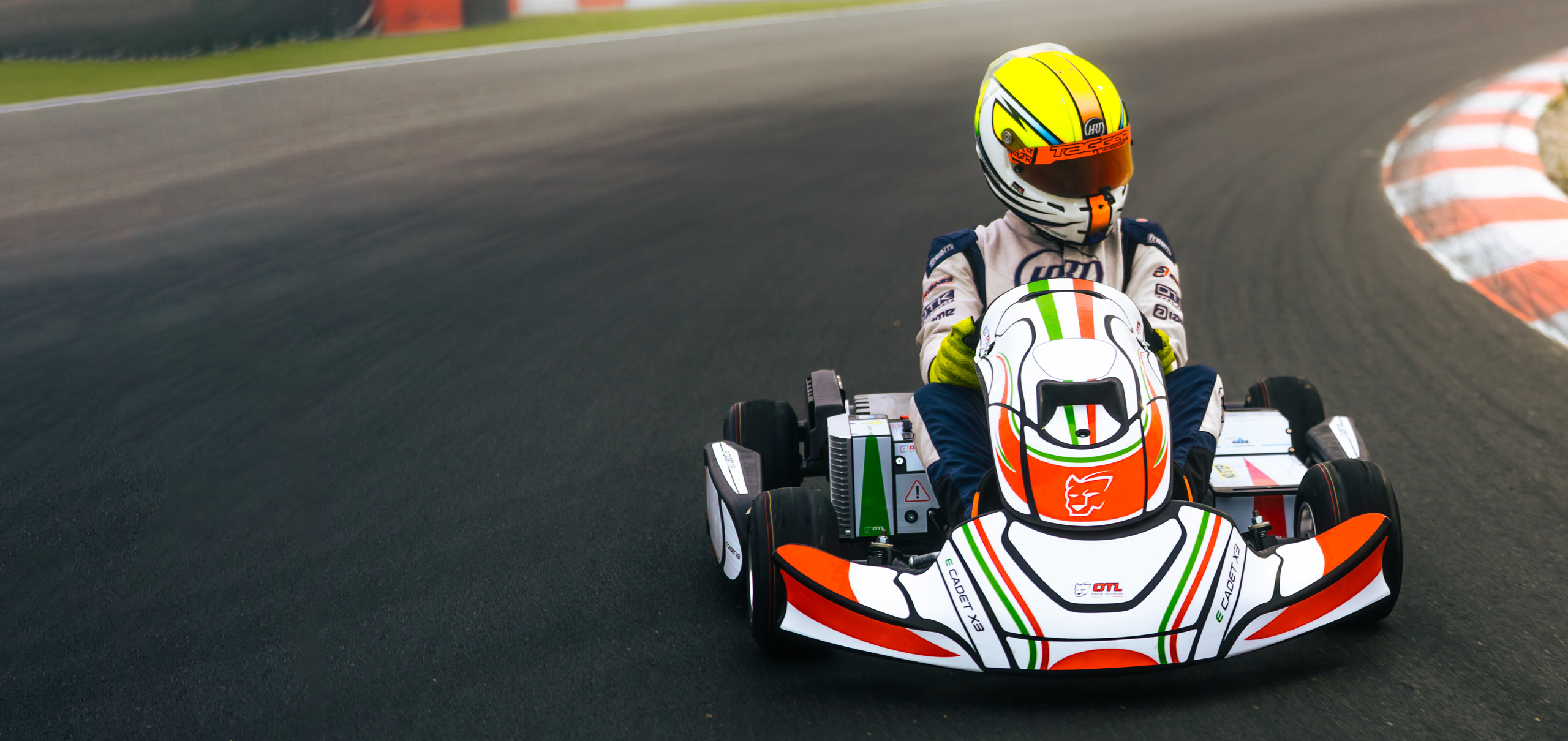 OTL E Cadet X3 kart on track.